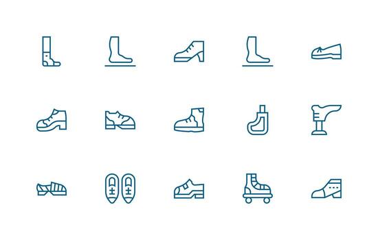 15 Icons for Boot in Regular Line Format Organized Glyph Icons for Fast Design vector