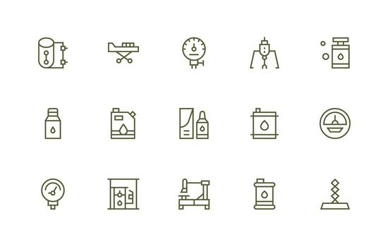 Hydraulic Visual Pack containing 15 Regular Line Icons Interface Icon Collection vector