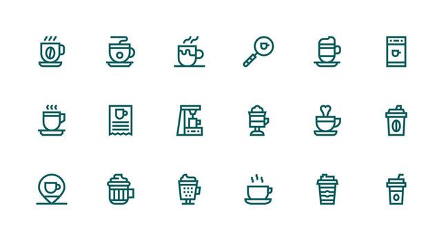 fuerte carrera línea íconos desde capuchino conjunto con 18 vectores interfaz icono colección para diario proyectos
