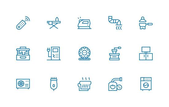 15 Regular Line Designs for Appliance Icons Interface Icons for Daily Use vector
