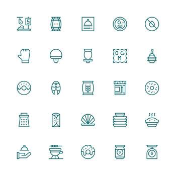 25 Medium Stroke Outline Icons for Food Graphics High-Resolution Icons for Any Platform vector