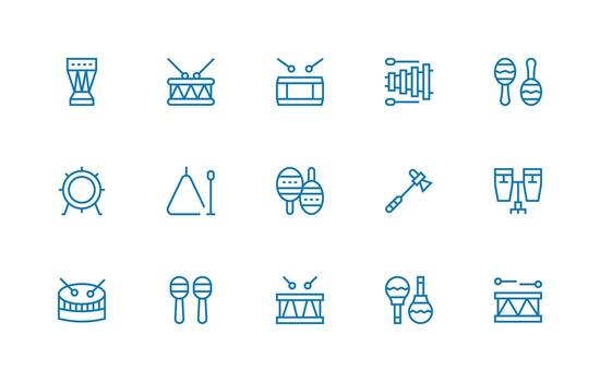 15 Regular Line Style Icons from Percussion Collection Dashboard Icon Series vector