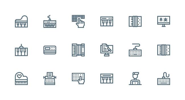 18 Icons for Keyboard in Strong Stroke Line Format Organized Pack for Project Assets vector