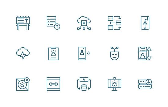 15 Regular Line Style Icons from Upload Collection Icons Built for Visual Consistency Pack vector