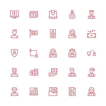 Account Icon Collection with 25 Medium Stroke Outline Designs Dashboard Icon Series vector