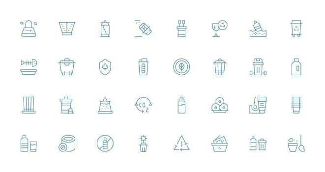 Recycling Design Icons featuring 32 in Thin Line Style Line Icon Collection vector