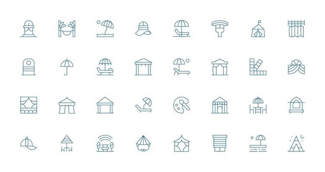 Thin Line Style Shade Icons with 32 Vectors Icon Set for Web