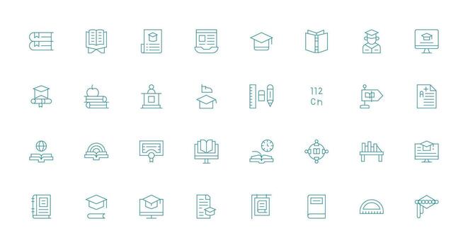 Thin Line Style Academic Icons with 32 Vectors Icon Pack for UI
