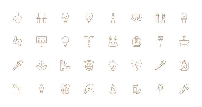 32 Thin Line Style Icons from Illumination Collection Standard Icon Pack vector
