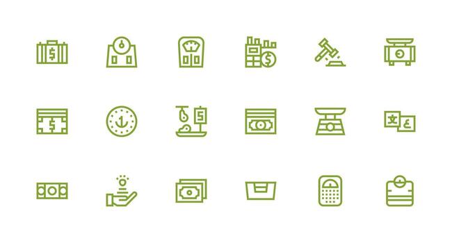 Strong Stroke Line Style Pound Icons with 18 Vectors Core Icon Collection for Daily Tasks
