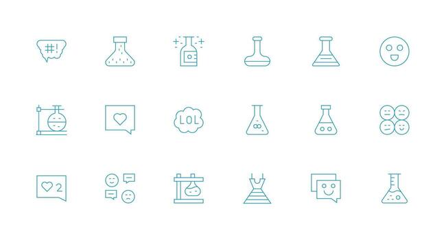 Reaction Set with 18 Minimal Line Icons Detailed Icon Collection for Design Systems vector
