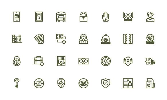 Protected Visual Pack containing 28 Bold Line Icons Functional Icon Series vector