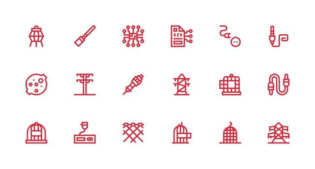 18 Wire Icons in Strong Stroke Line Aesthetic Clean Icon Set Icon Pack for UI Projects vector