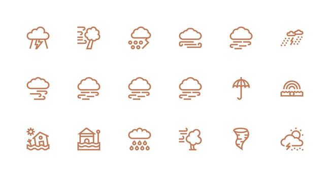 Hurricane Icon Set with 18 Strong Stroke Line Graphics Clean Icon Set Icon Pack for UI Projects vector