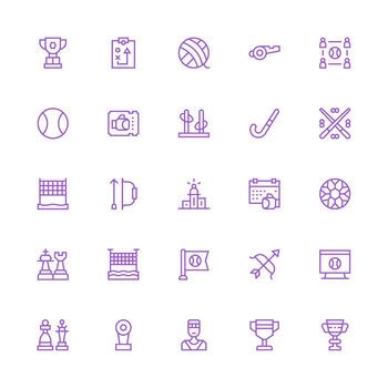 25 Medium Stroke Outline Icons for Competition Graphics Basic Icon Series vector