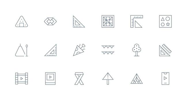 Minimal Line Style Triangle Icons with 18 Vectors Interface Icon Collection for Daily Projects