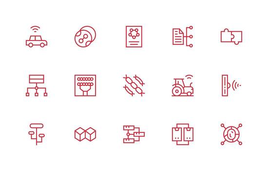 Connected including 15 Regular Line Illustrations Functional Icon Series vector