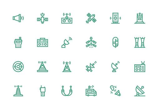 24 íconos para radio en grueso línea línea formato escalable íconos para multiplataforma interfaces vector