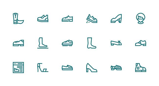 18 Strong Stroke Line Style Icons from Shoe Collection Neutral Style Icons for Any Project vector
