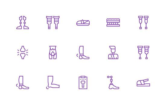 Orthopedic Design Icons featuring 15 in Regular Line Style Design Ready Icon Set for Teams vector