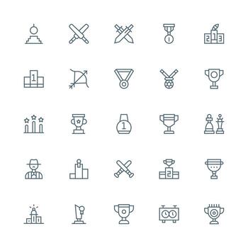 concurso diseño íconos presentando 25 en medio carrera contorno estilo versátil icono colección para diseñadores vector