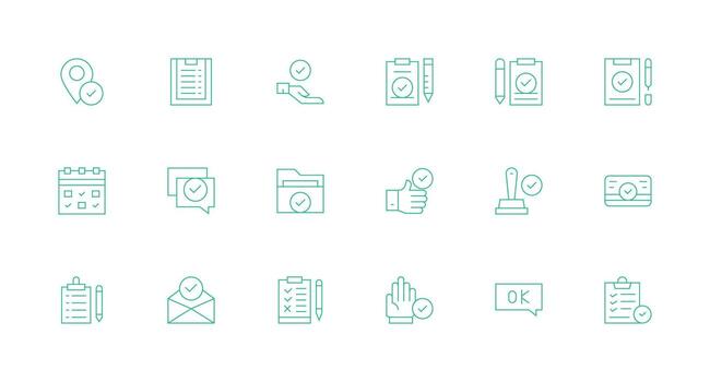 Tick including 18 Minimal Line Illustrations Simplified Icon Pack for Visual Tools vector