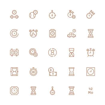 25 Medium Stroke Outline Designs for Duration Icons Clear and Concise Icon Set Collection vector
