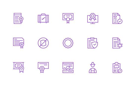 Compliance featuring 15 Icons in Regular Line Design Simple Icons for Interface and Wireframes vector