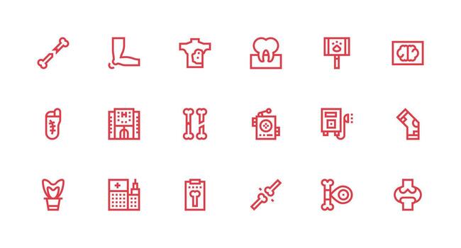 Xray Design Icons featuring 18 in Strong Stroke Line Style Minimal Icon Set for Interface Projects vector