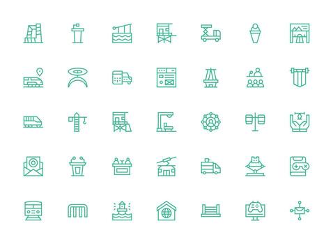 Platform Set with 35 Regular Clean Line Icons Essential Icon Set for Teams vector