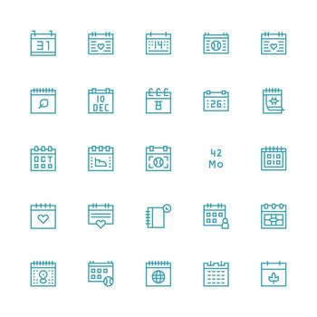 25 medio carrera contorno vectores para fecha tema completar icono conjunto para móvil aplicaciones