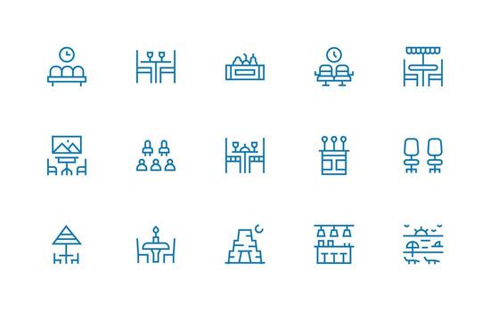 Chairs featuring 15 Icons in Regular Line Design Creative Icon Set vector