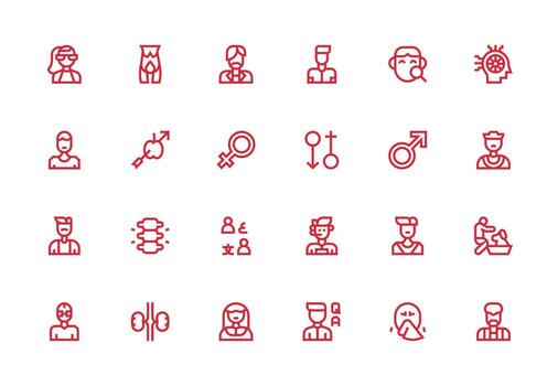 24 Icons for Human in Thick Line Line Format Simple Icons for Interface and Wireframes vector
