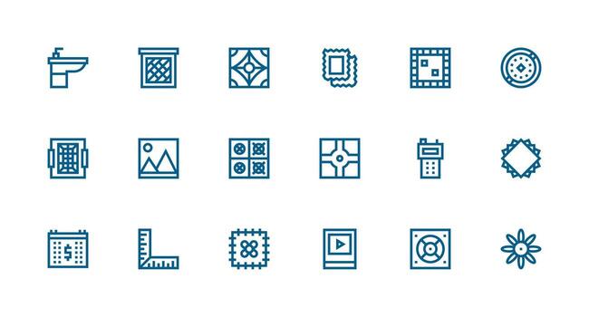 Strong Stroke Line Icons from Square Set with 18 Vectors Modern Line and Glyph Icon Series