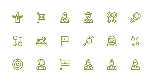 Representation Set with 18 Strong Stroke Line Icons Line Icon Collection vector