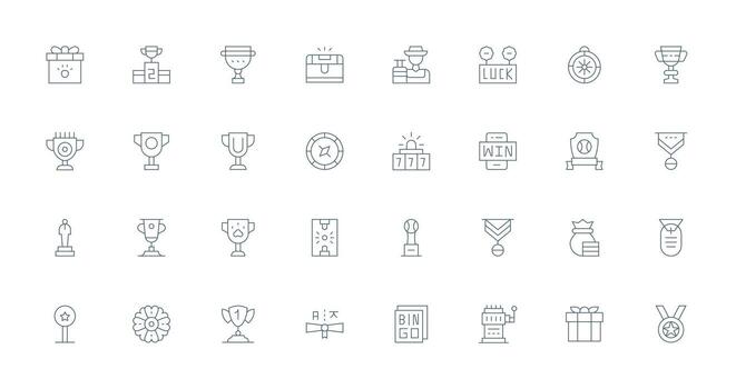 32 Icons for Prize in Thin Line Format Interface Icon Collection vector