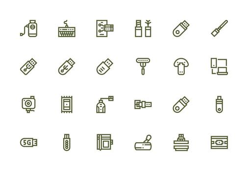 Usb Set with 24 Thick Line Line Icons Scalable Icons for All Themes vector