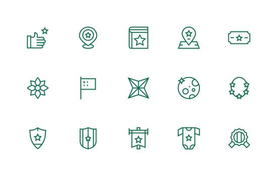 15 Regular Line Vectors for Star Theme Multi-Purpose Icon Pack for Templates