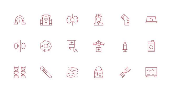 Medicine Visual Pack containing 18 Minimal Line Icons Essential Icons for Rapid UI Building vector