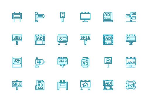 Thick Line Line Icons from Billboard Set with 24 Vectors UI Icon Set