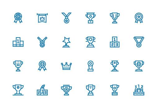 24 Icons for First Place in Thick Line Line Format Neutral Style Icons for Any Project vector