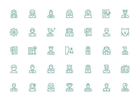 Regular Clean Line Icons from Profile Picture Set with 35 Vectors UI-Ready Icon Collection