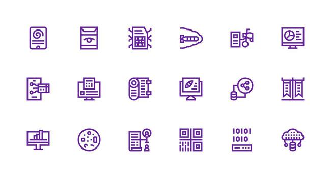 Digital Data Set with 18 Strong Stroke Line Icons Multi-Style Icons for Creative Projects vector