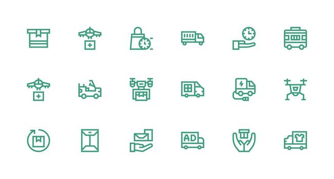 18 Icons for Courier in Strong Stroke Line Format Icon Set for Apps vector