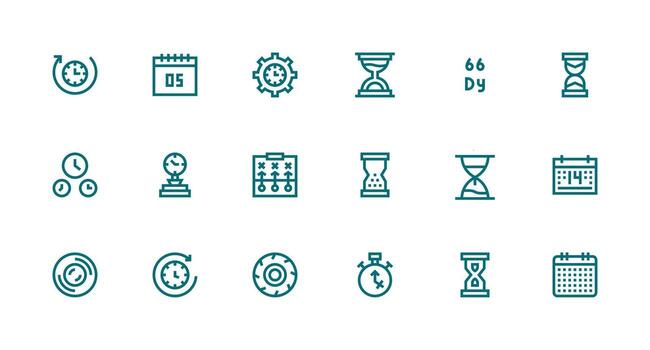 Timeline Visual Pack containing 18 Strong Stroke Line Icons Icon Set for Web vector
