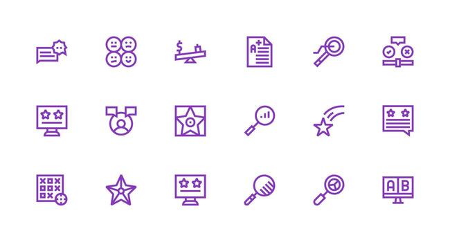 Evaluation featuring 18 Icons in Strong Stroke Line Design Icon Set for Web vector