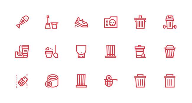 Strong Stroke Line Icons from Trash Set with 18 Vectors Multi-Purpose Icon Set