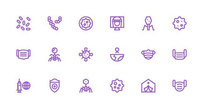 Strong Stroke Line Icons from Pandemic Set with 18 Vectors Compact Icon Set
