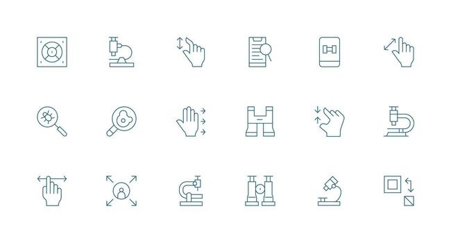 18 Minimal Line Style Icons from Magnify Collection Sharp Icons for Presentations vector