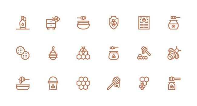 18 Strong Stroke Line Icons for Honey Graphics Icon Set for Projects vector